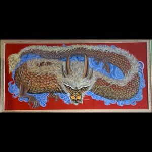 Original painting (mural) “long time no see” Chinese emperor dragon